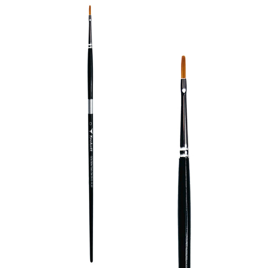 Trekell Golden Taklon Long Handle Artist Brush -  Size #0 Flat