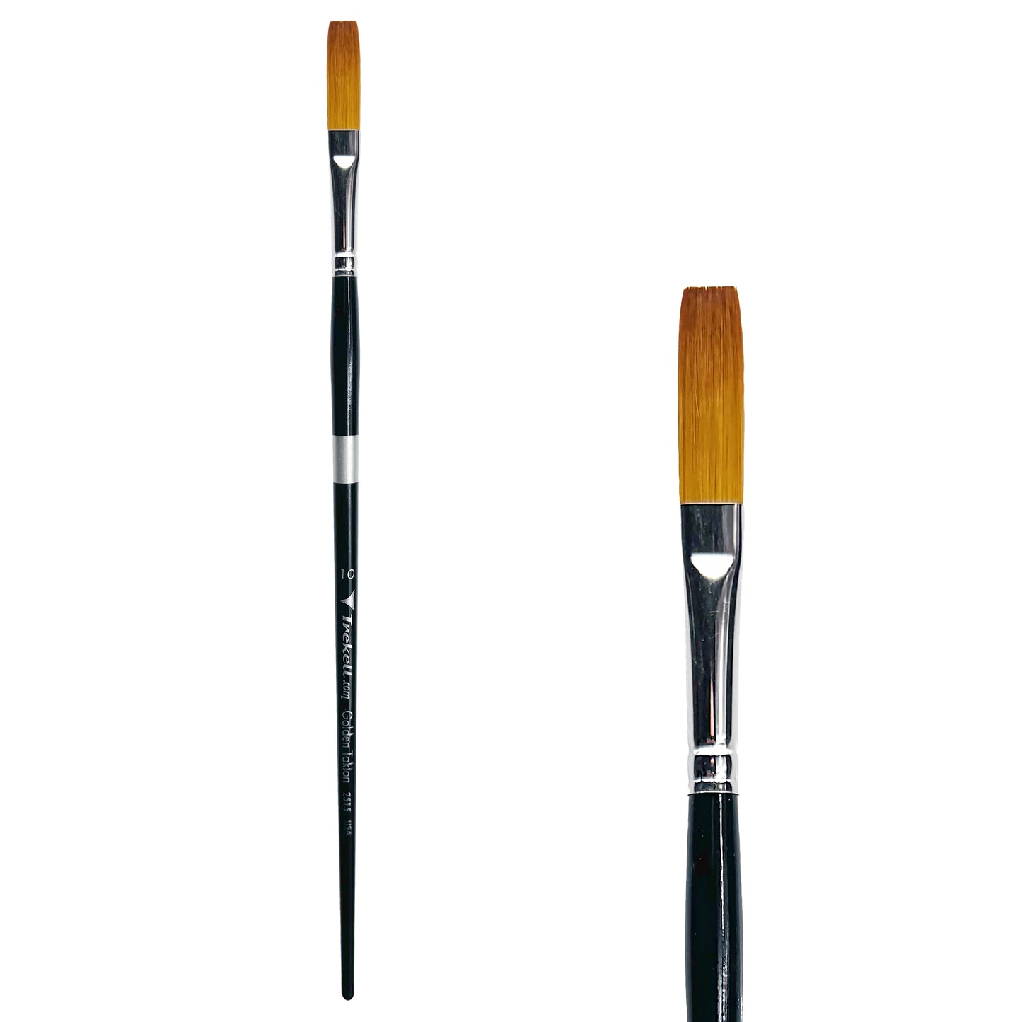 Trekell Golden Taklon Long Handle Artist Brush -  Size #10 Long Flat