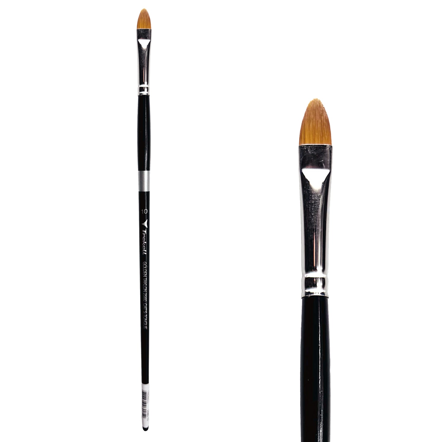 Trekell Golden Taklon Long Handle Artist Brush - Size #10 Cat's Tongue