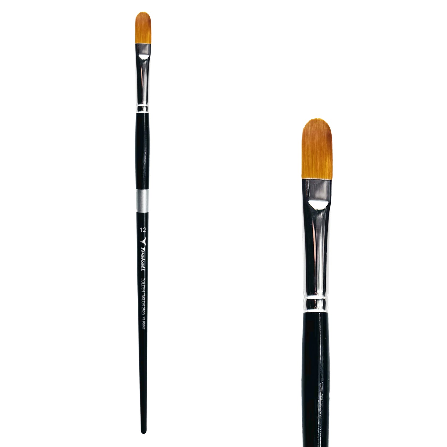 Trekell Golden Taklon Long Handle Artist Brush -  Size #12 Filbert