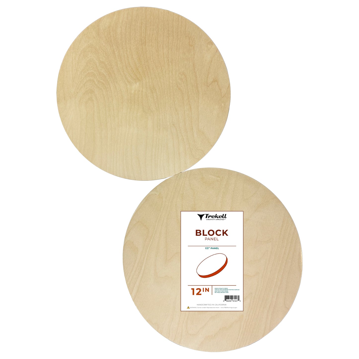 Trekell Unprimed Round Wood Panel - 1/2" Baltic Birch Circle Panel - 12"
