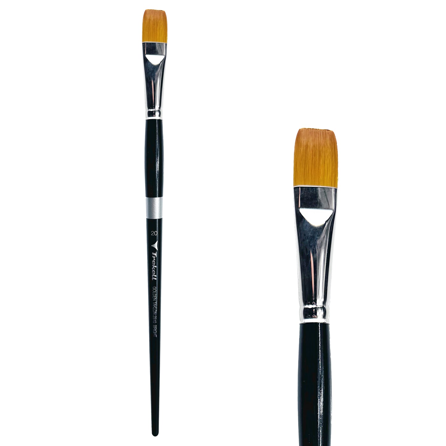 Trekell Golden Taklon Long Handle Artist Brush -  Size #20 Bright