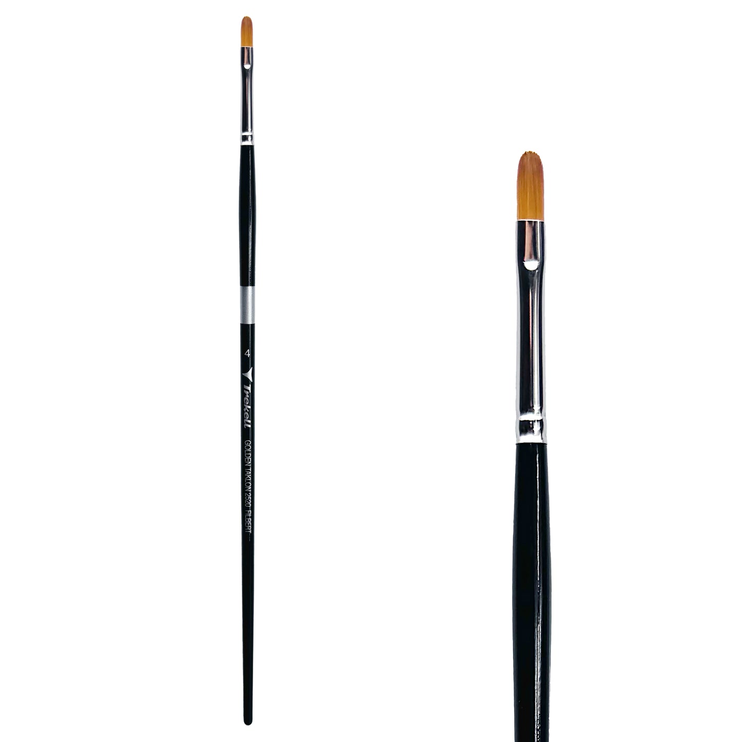 Trekell Golden Taklon Long Handle Artist Brush -  Size #4 Filbert