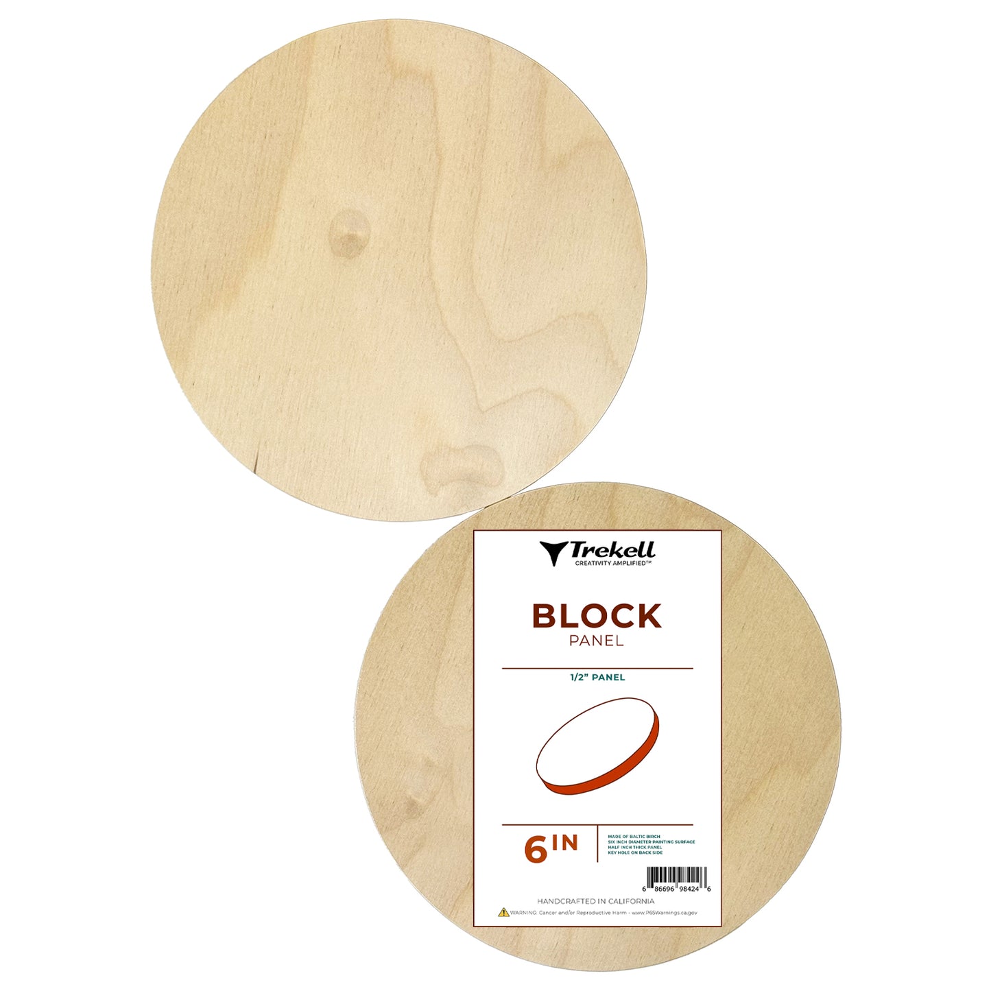 Trekell Unprimed Round Wood Panel - 1/2" Baltic Birch Circle Panel - 6"