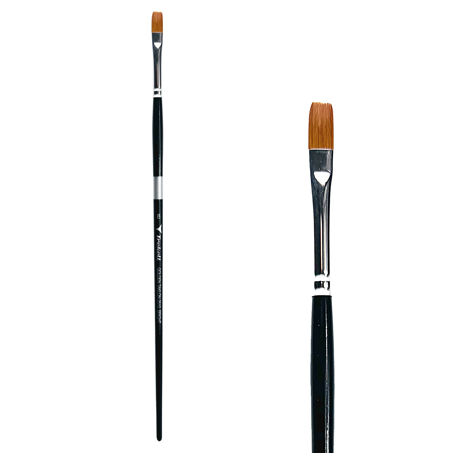 Trekell Golden Taklon Long Handle Artist Brush - Size #8 Bright