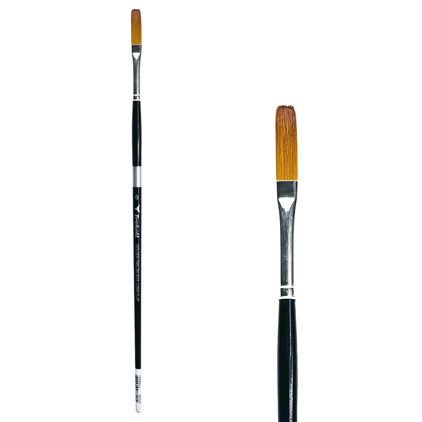 Trekell Golden Taklon Long Handle Artist Brush - Size #8 Long Flat