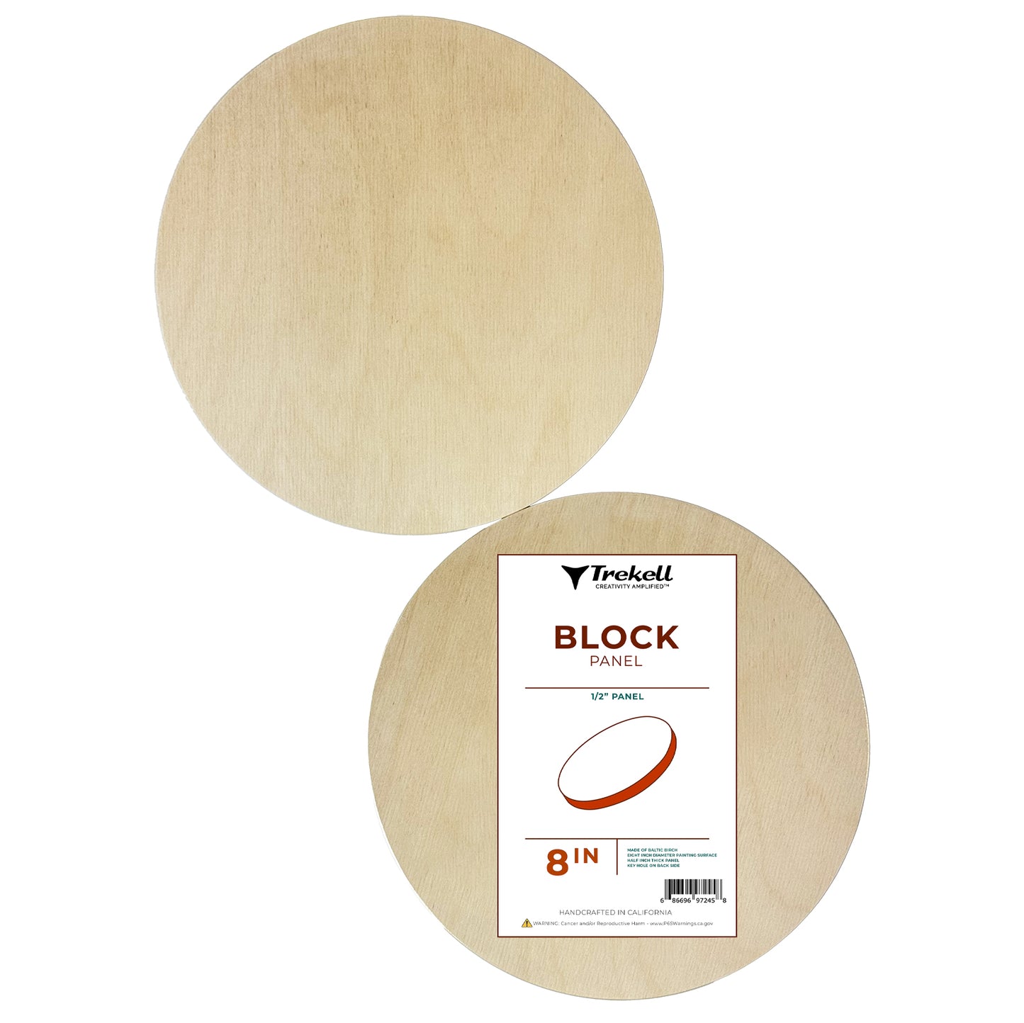 Trekell Unprimed Round Wood Panel - 1/2" Baltic Birch Circle Panel - 8"