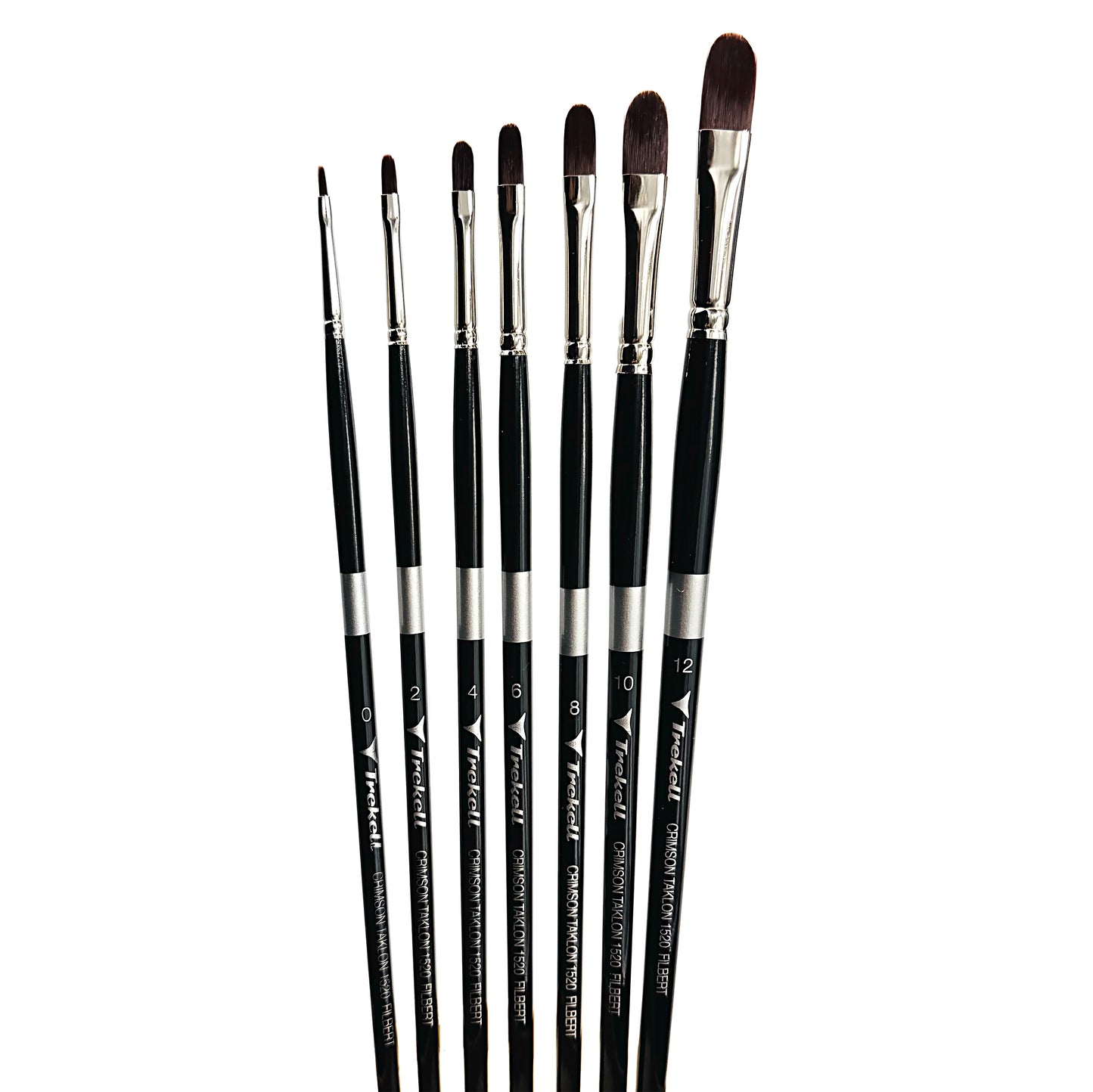 Trekell Crimson Taklon Long Handle Artist Brush, Complete Set, Filbert, ideal for Watercolor, Oil, and Acrylic Painting