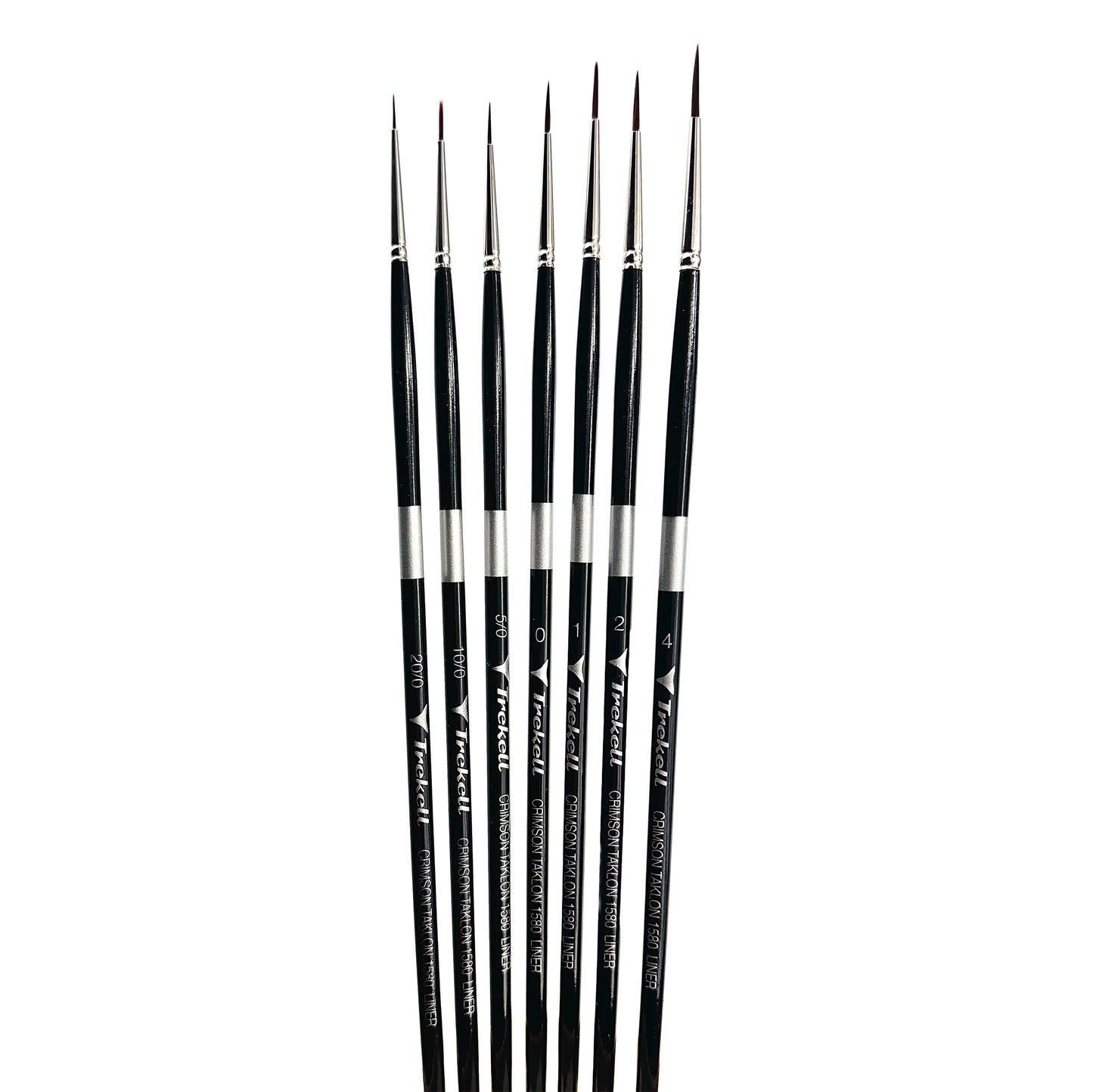 Trekell Crimson Taklon Long Handle Artist Brush, Complete Set, Liner, ideal for Watercolor, Oil, and Acrylic Painting