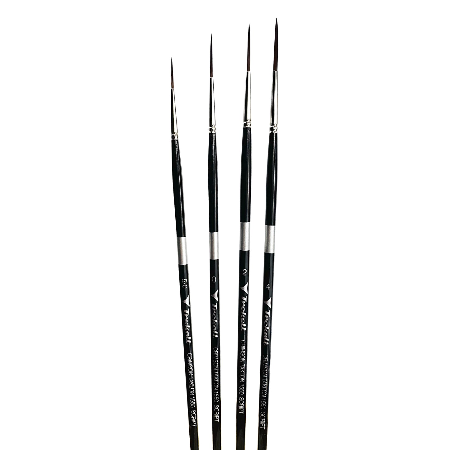 Trekell Crimson Taklon Long Handle Artist Brush, Complete Set, Script/Rigger, ideal for Watercolor, Oil, and Acrylic Painting