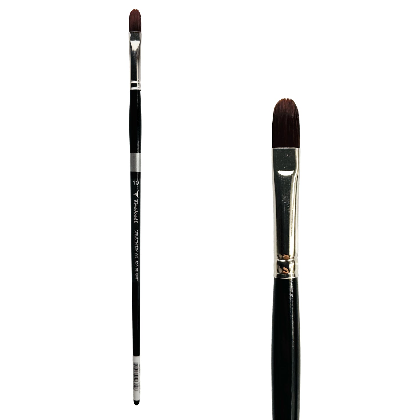Trekell Crimson Taklon Long Handle Artist Brush, size Size #10 Filbert, ideal for Watercolor, Oil, and Acrylic Painting