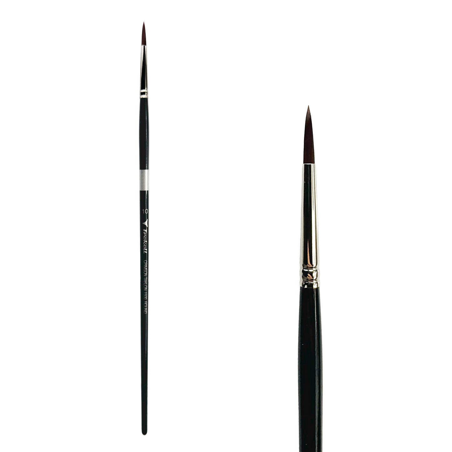 Trekell Crimson Taklon Long Handle Artist Brush, size Size #10 Round, ideal for Watercolor, Oil, and Acrylic Painting