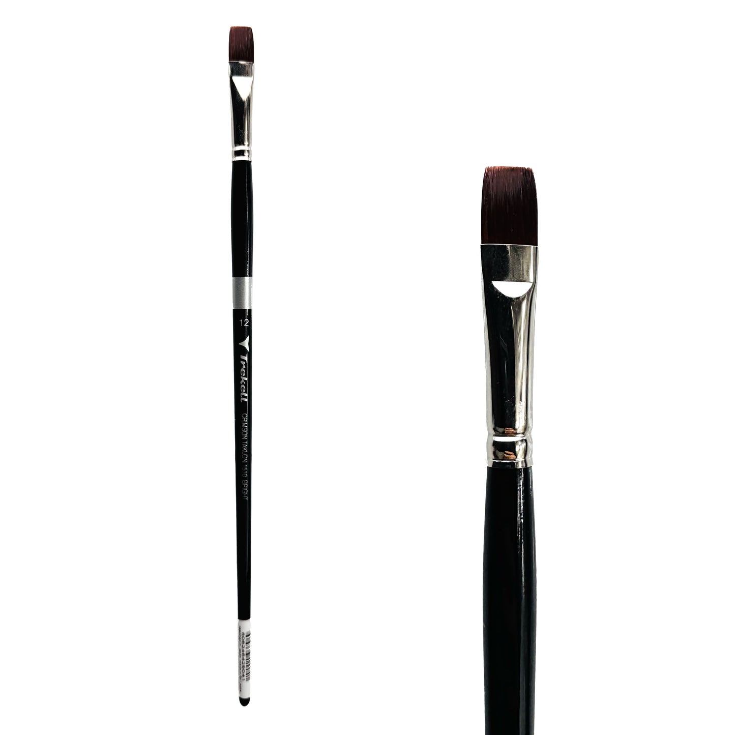 Trekell Crimson Taklon Long Handle Artist Brush, size Size #12 Bright, ideal for Watercolor, Oil, and Acrylic Painting
