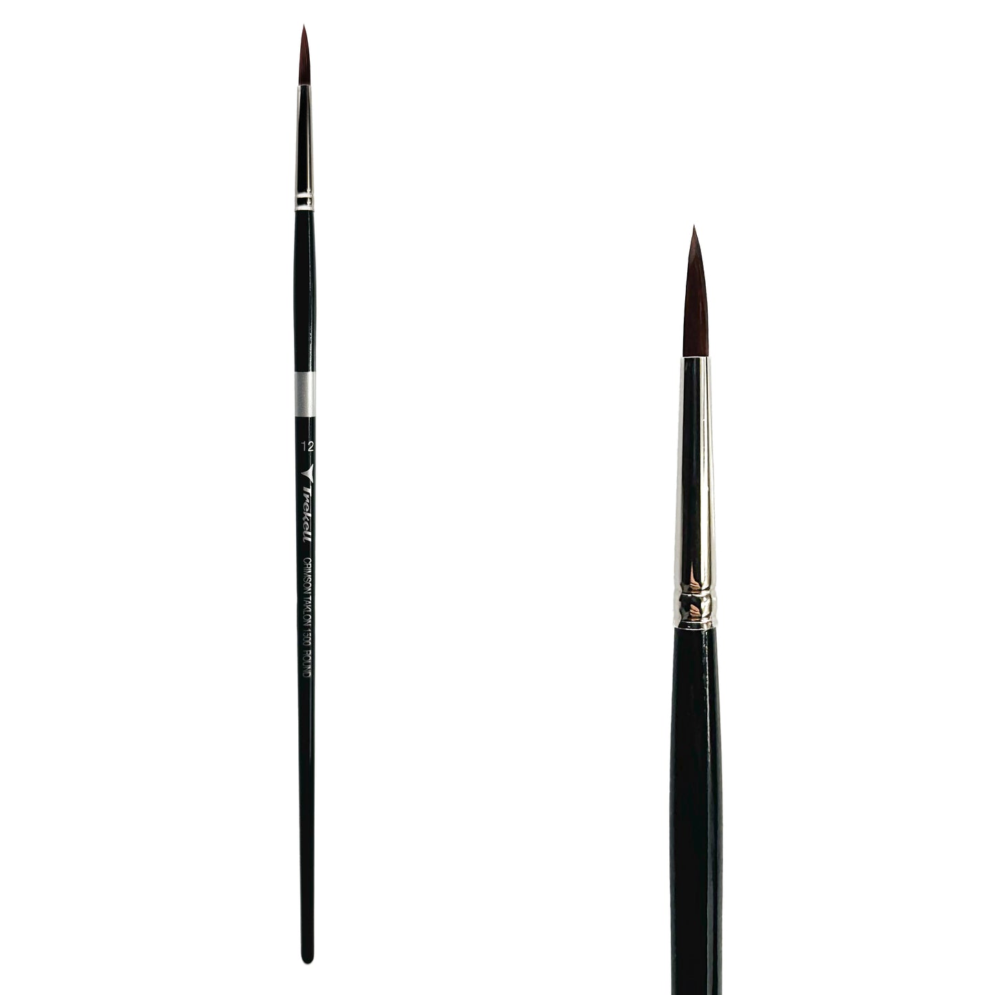 Trekell Crimson Taklon Long Handle Artist Brush, size Size #12 Round, ideal for Watercolor, Oil, and Acrylic Painting