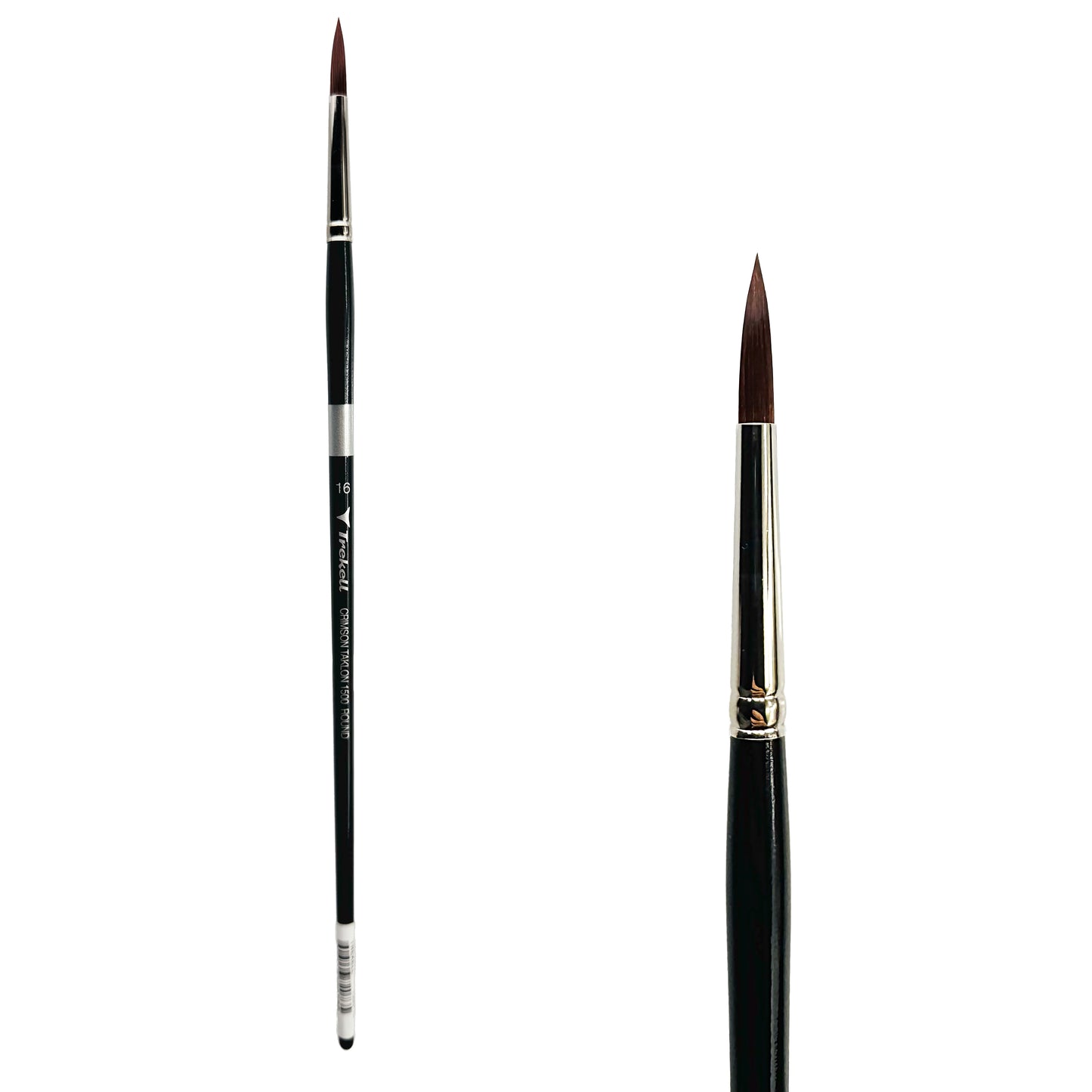 Trekell Crimson Taklon Long Handle Artist Brush, size Size #16 Round, ideal for Watercolor, Oil, and Acrylic Painting