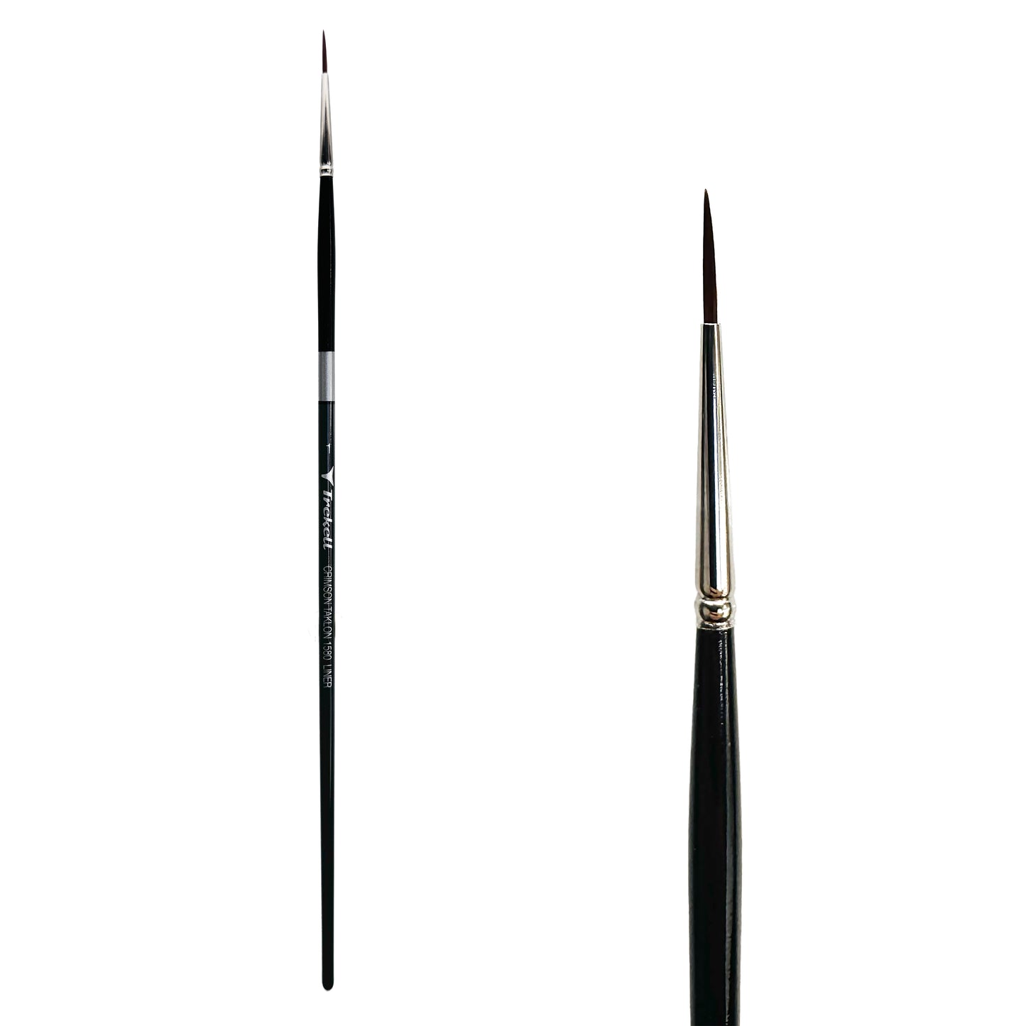 Trekell Crimson Taklon Long Handle Artist Brush, size Size #1 Liner, ideal for Watercolor, Oil, and Acrylic Painting