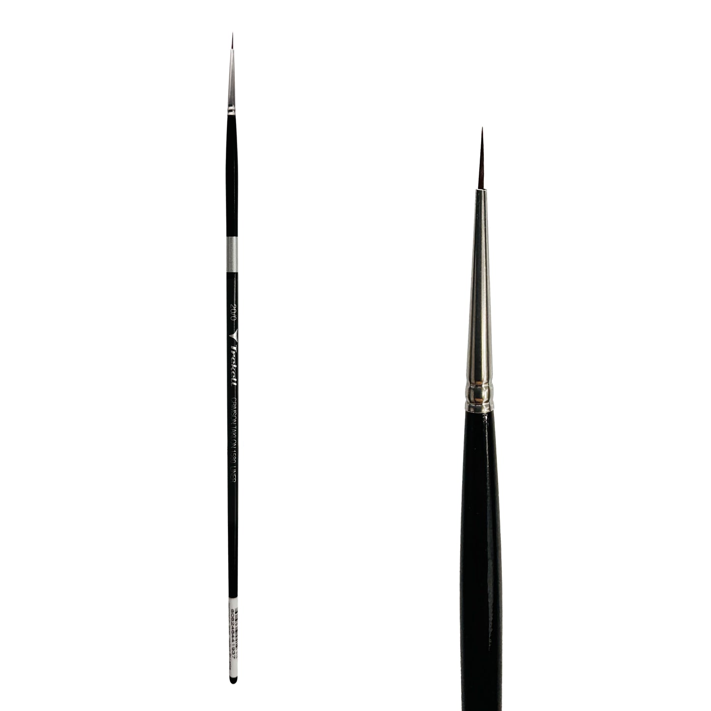 Trekell Crimson Taklon Long Handle Artist Brush, size Size #20/0 Liner, ideal for Watercolor, Oil, and Acrylic Painting