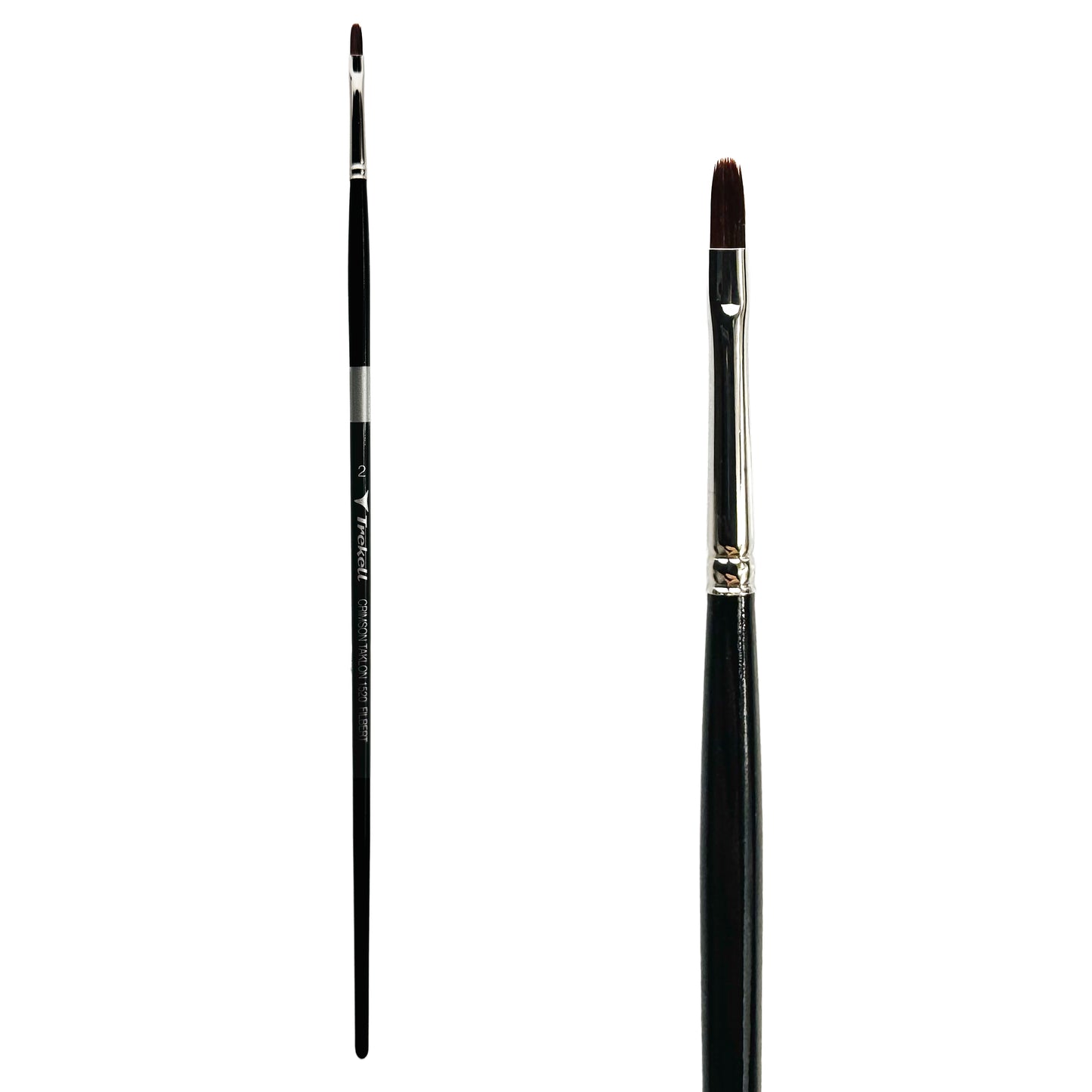 Trekell Crimson Taklon Long Handle Artist Brush, size Size #2 Filbert, ideal for Watercolor, Oil, and Acrylic Painting