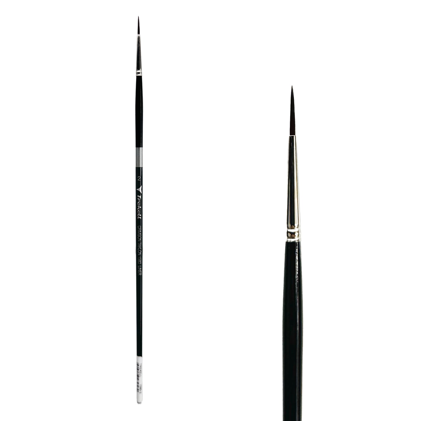 Trekell Crimson Taklon Long Handle Artist Brush, size Size #2 Liner, ideal for Watercolor, Oil, and Acrylic Painting