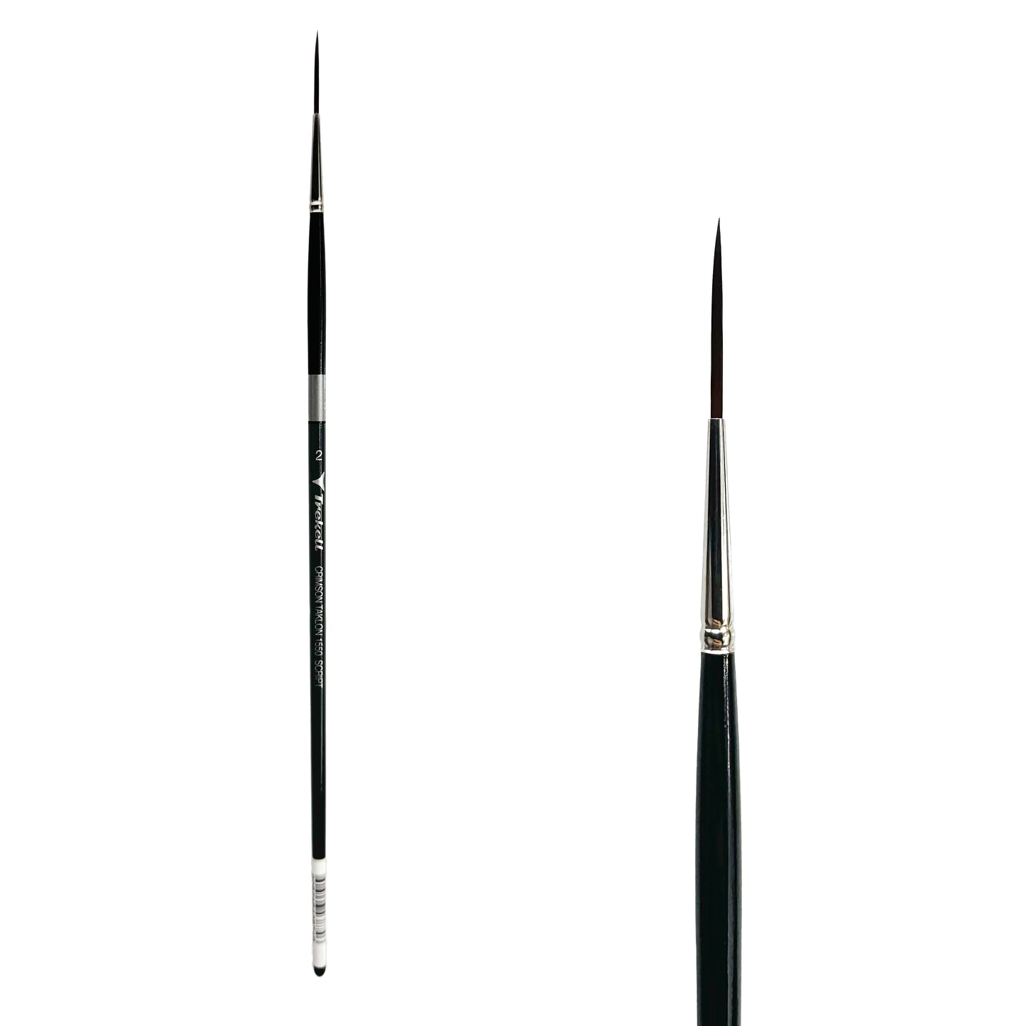 Trekell Crimson Taklon Long Handle Artist Brush, size Size #2 Script/Rigger, ideal for Watercolor, Oil, and Acrylic Painting
