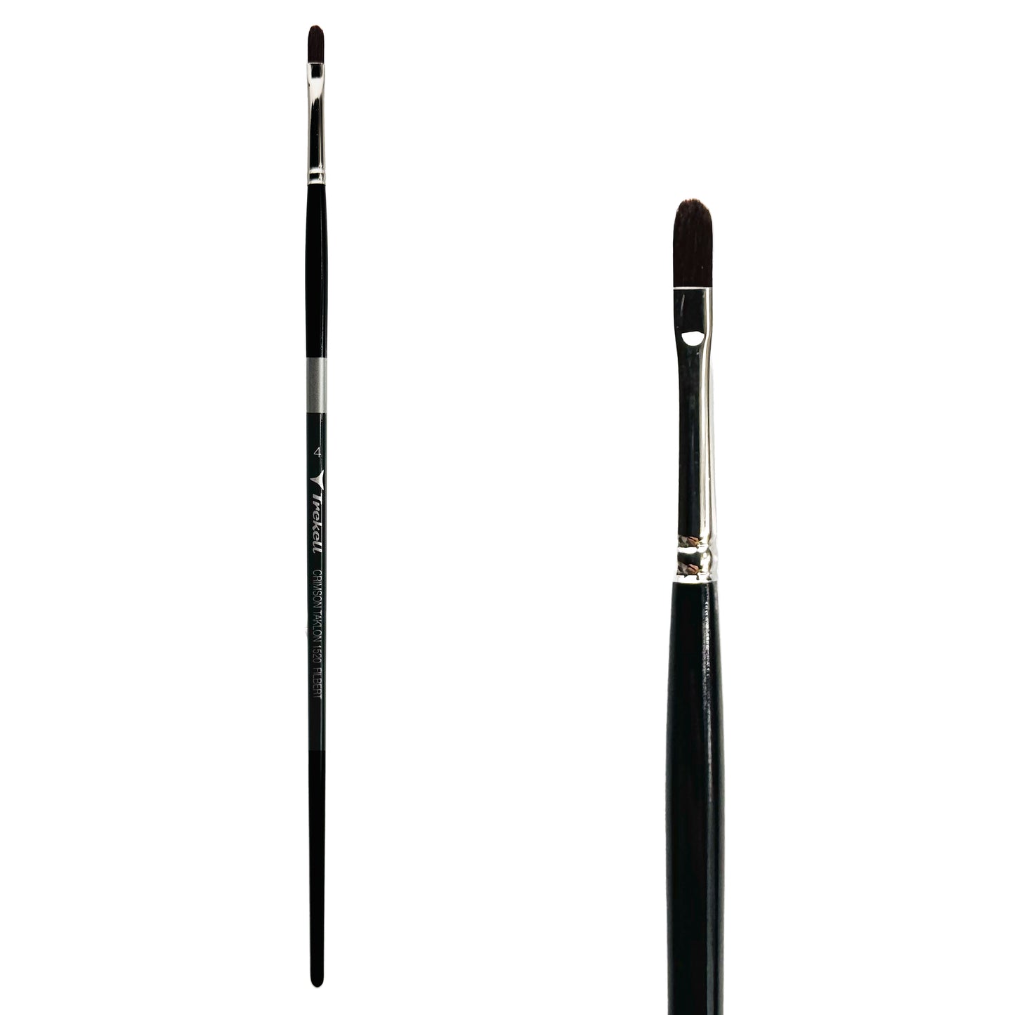 Trekell Crimson Taklon Long Handle Artist Brush, size Size #4 Filbert, ideal for Watercolor, Oil, and Acrylic Painting