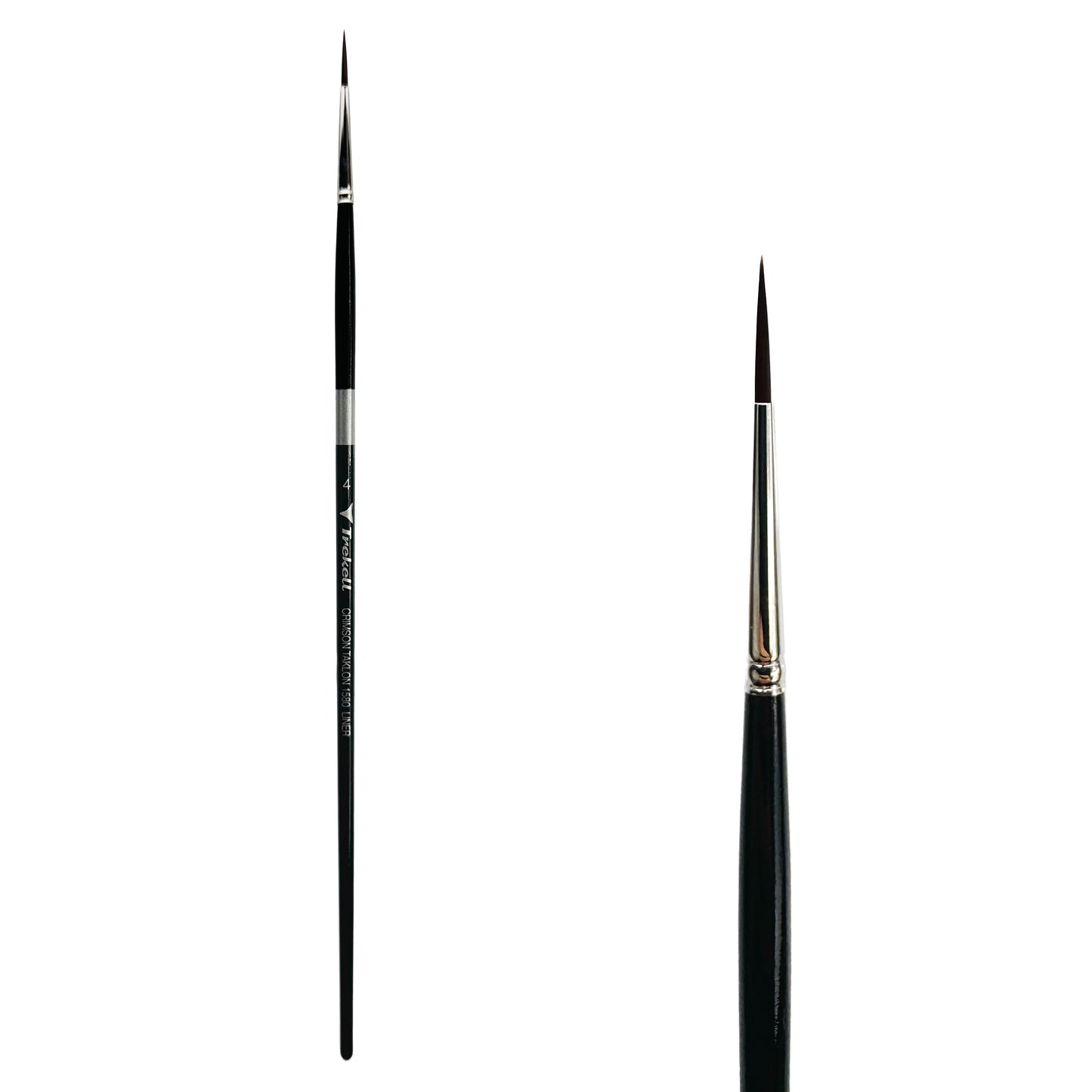 Trekell Crimson Taklon Long Handle Artist Brush, size Size #4 Liner, ideal for Watercolor, Oil, and Acrylic Painting