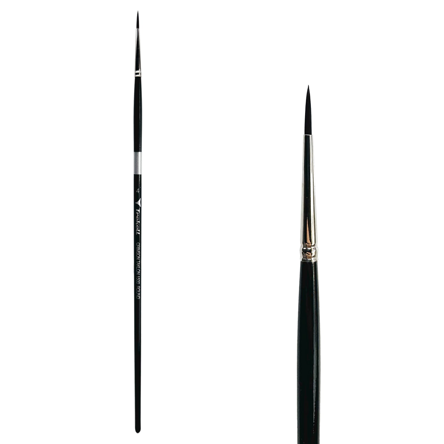 Trekell Crimson Taklon Long Handle Artist Brush, size Size #4 Round, ideal for Watercolor, Oil, and Acrylic Painting