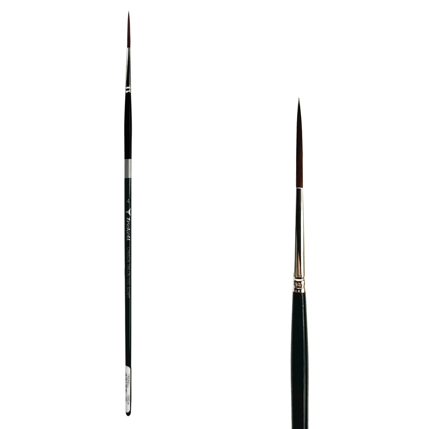 Trekell Crimson Taklon Long Handle Artist Brush, size Size #4 Script/Rigger, ideal for Watercolor, Oil, and Acrylic Painting