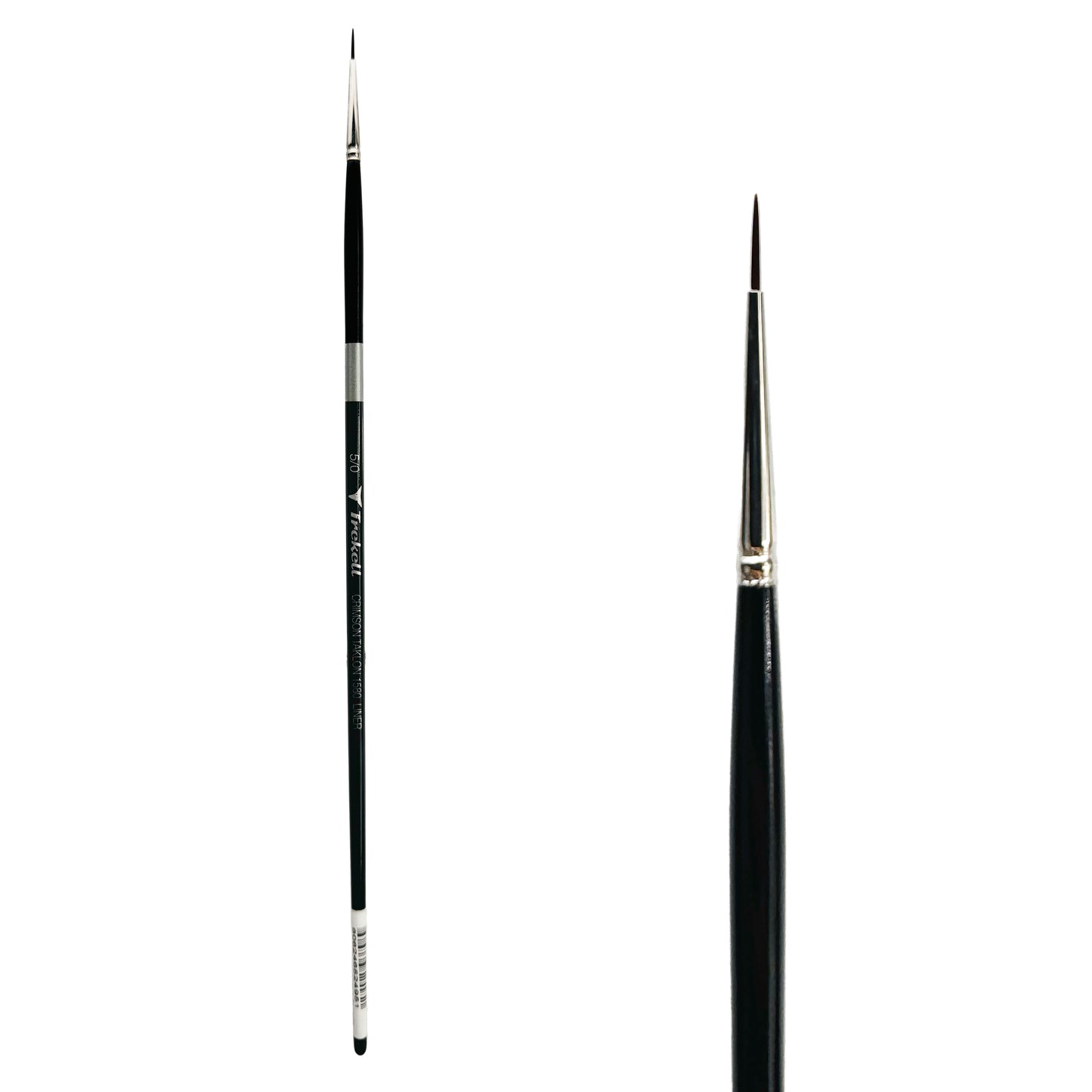Trekell Crimson Taklon Long Handle Artist Brush, size Size #5/0 Liner, ideal for Watercolor, Oil, and Acrylic Painting
