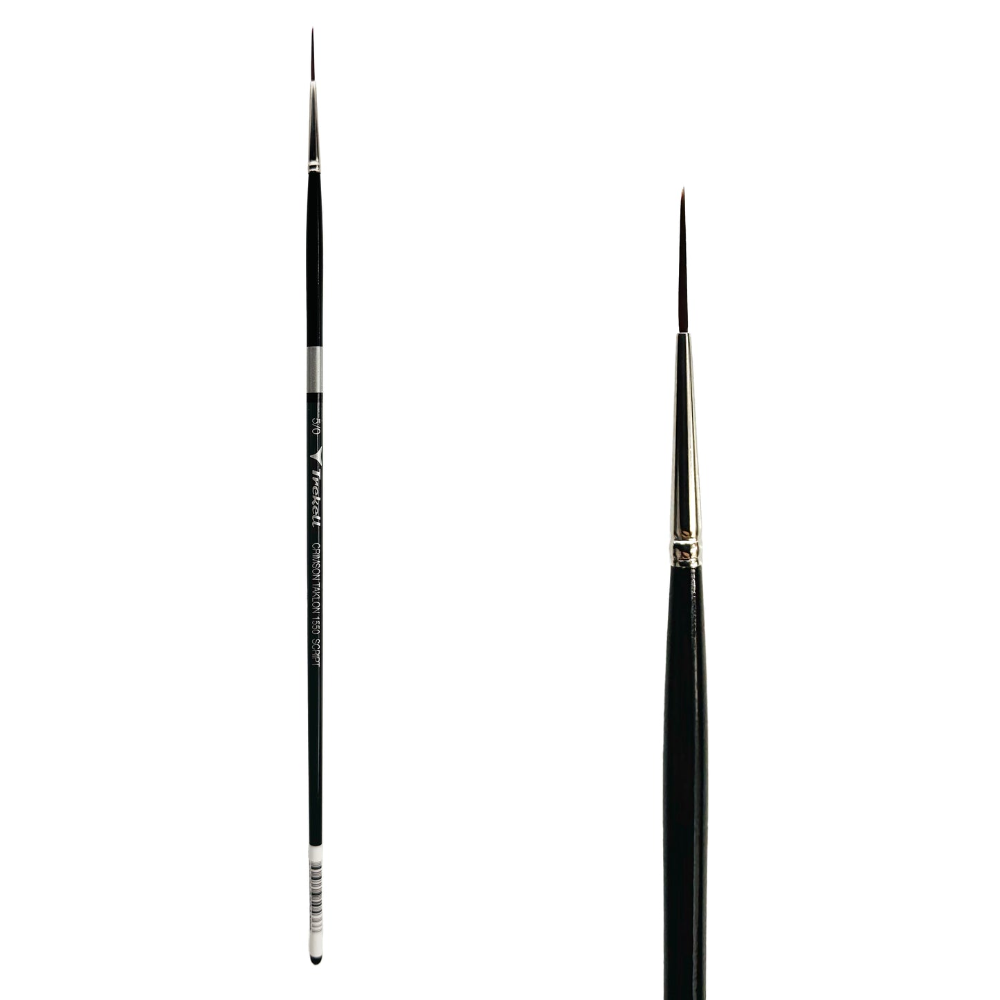 Trekell Crimson Taklon Long Handle Artist Brush, size Size #5/0 Script/Rigger, ideal for Watercolor, Oil, and Acrylic Painting