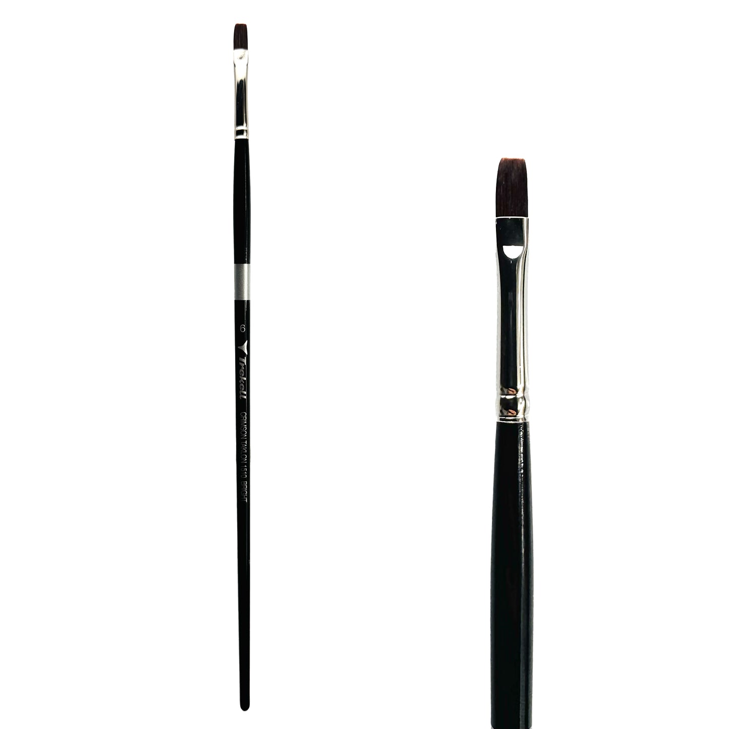 Trekell Crimson Taklon Long Handle Artist Brush, size Size #6 Bright, ideal for Watercolor, Oil, and Acrylic Painting