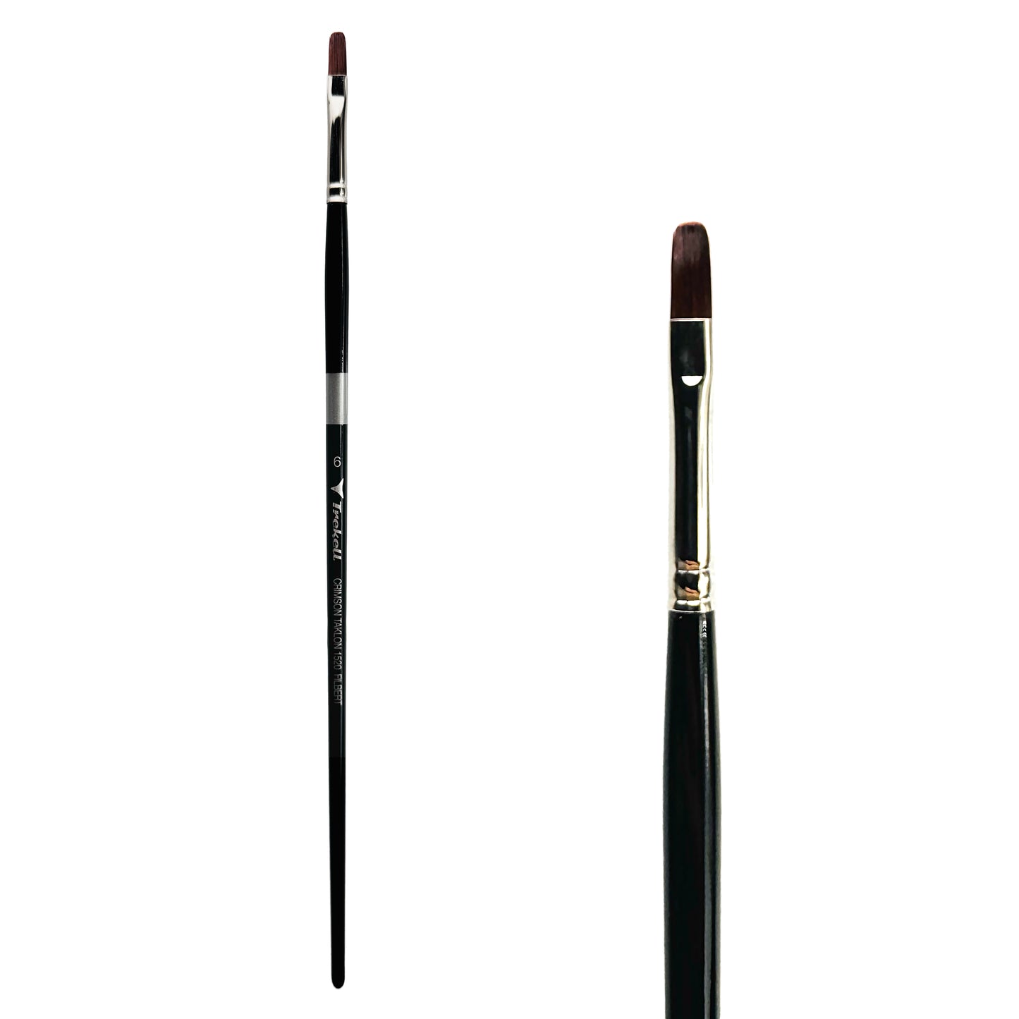 Trekell Crimson Taklon Long Handle Artist Brush, size Size #6 Filbert, ideal for Watercolor, Oil, and Acrylic Painting