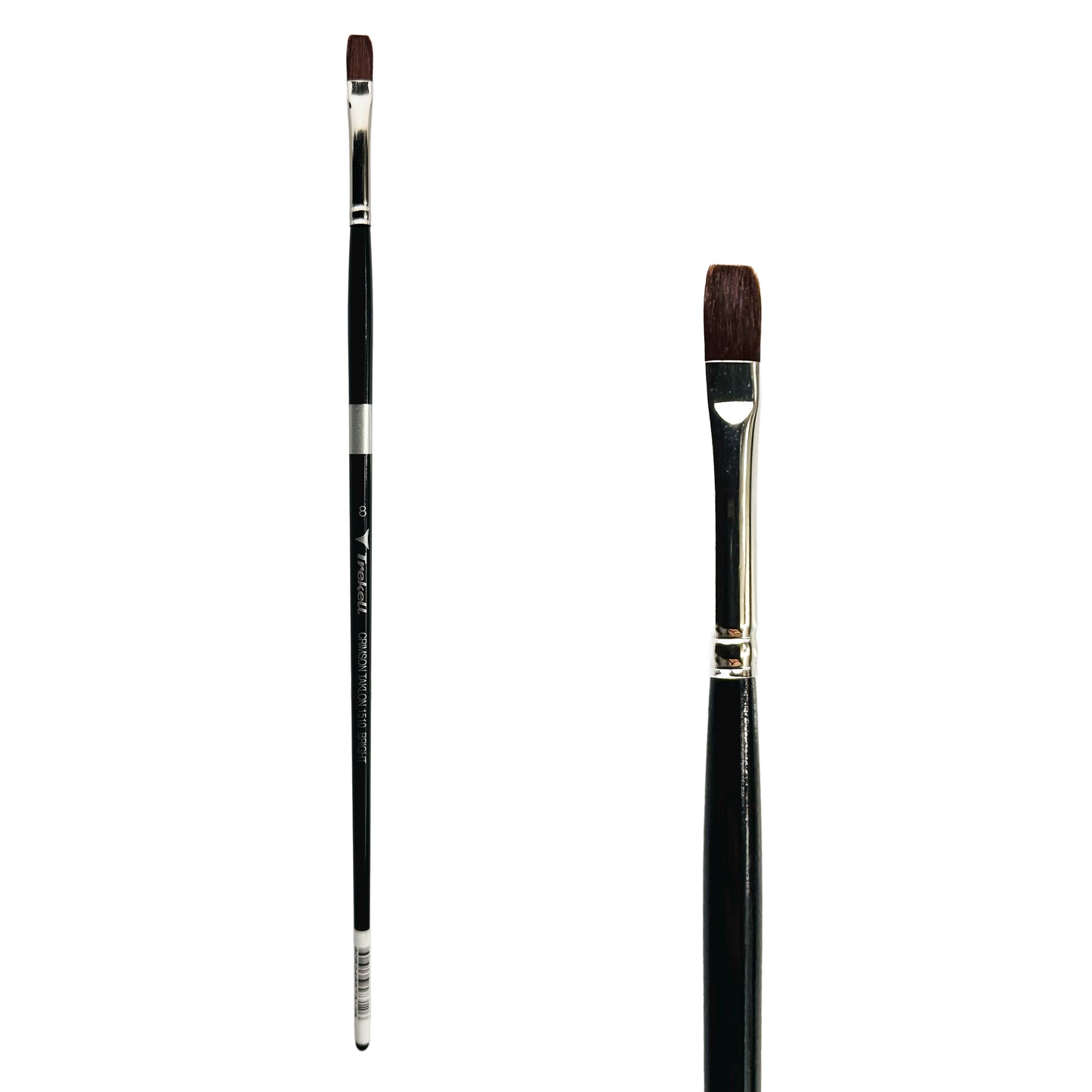 Trekell Crimson Taklon Long Handle Artist Brush, size Size #8 Bright, ideal for Watercolor, Oil, and Acrylic Painting
