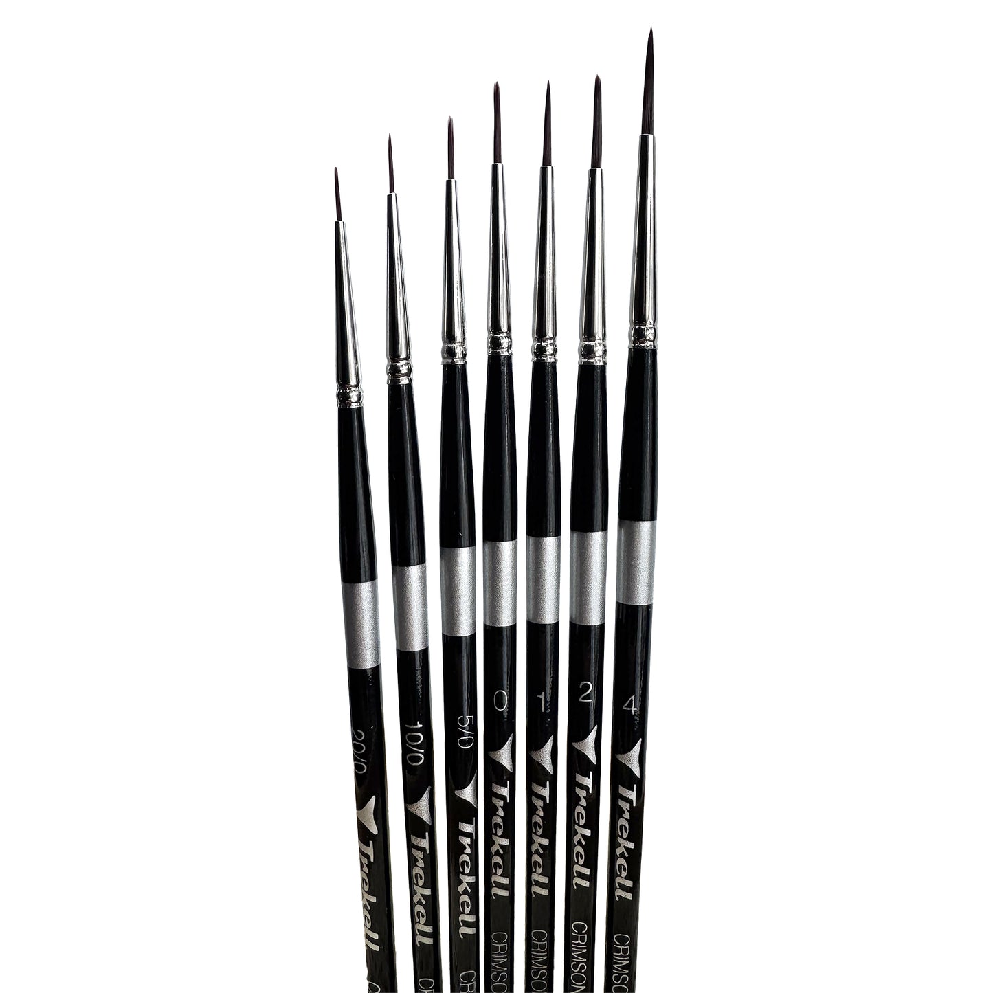 Trekell Crimson Taklon Short Handle Artist Brush, Complete Set, Liner, ideal for Watercolor, Oil, and Acrylic Painting