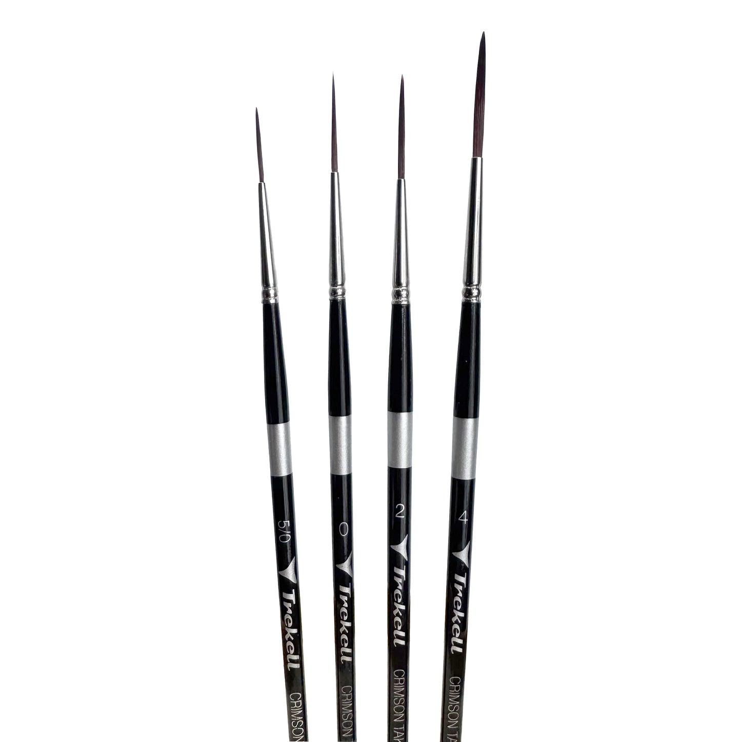 Trekell Crimson Taklon Short Handle Artist Brush, Complete Set, Script/Rigger, ideal for Watercolor, Oil, and Acrylic Painting