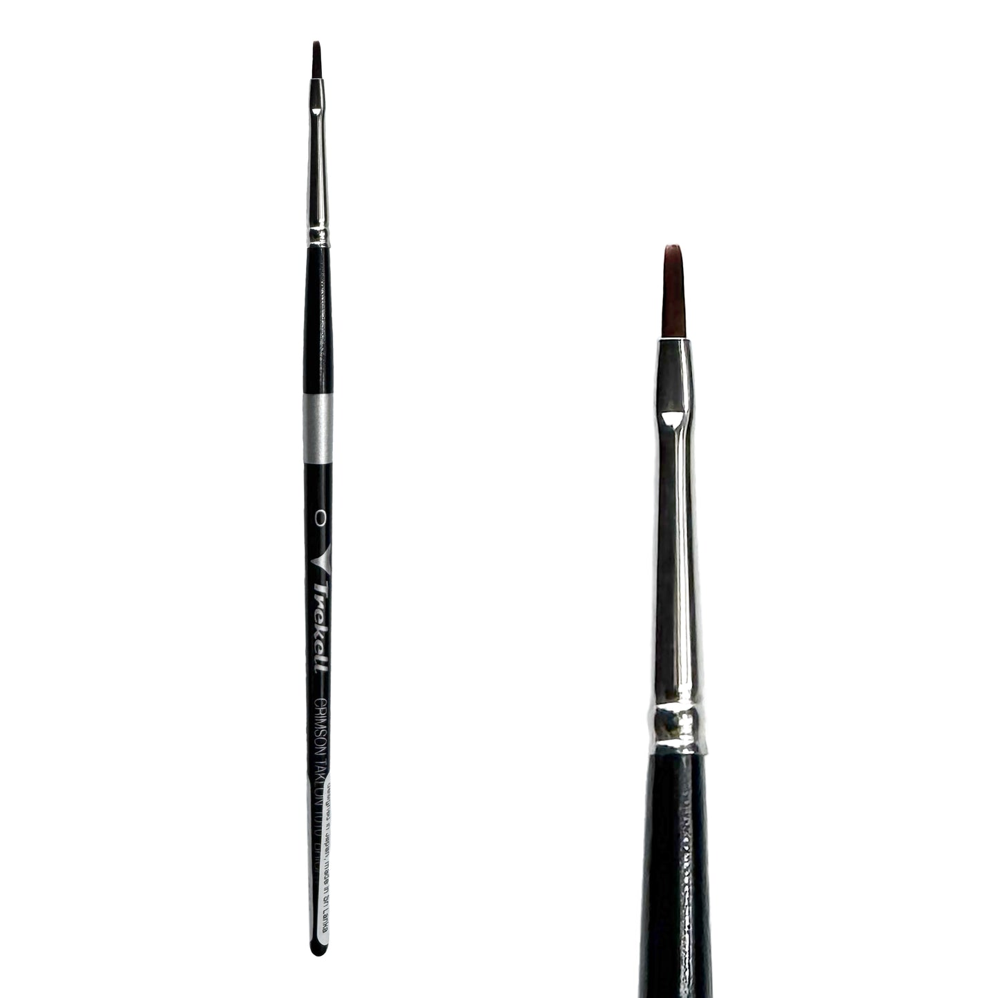 Trekell Crimson Taklon Short Handle Artist Brush, size #0 Bright, ideal for Watercolor, Oil, and Acrylic Painting