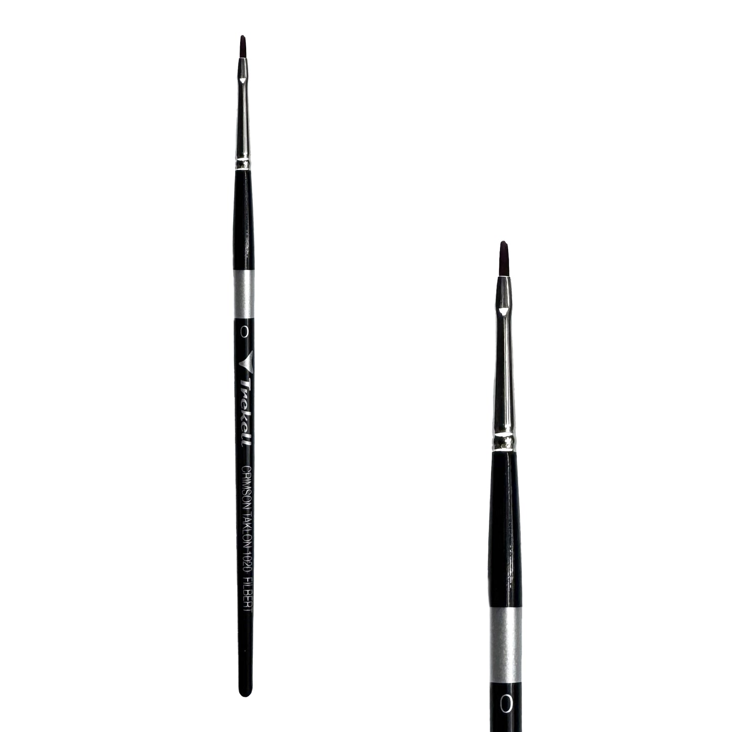 Trekell Crimson Taklon Short Handle Artist Brush, size Size #0 Filbert, ideal for Watercolor, Oil, and Acrylic Painting