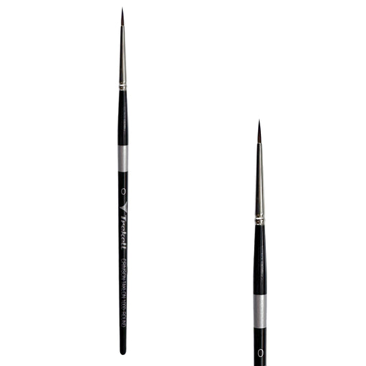 Trekell Crimson Taklon Short Handle Artist Brush, size #0 Round, ideal for Watercolor, Oil, and Acrylic Painting