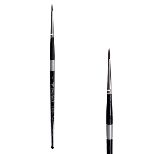 Trekell Crimson Taklon Short Handle Artist Brush, size #1 Round, ideal for Watercolor, Oil, and Acrylic Painting