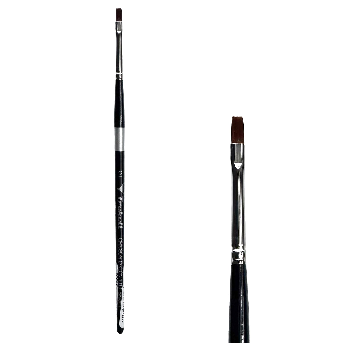 Trekell Crimson Taklon Short Handle Artist Brush, size #2 Bright, ideal for Watercolor, Oil, and Acrylic Painting
