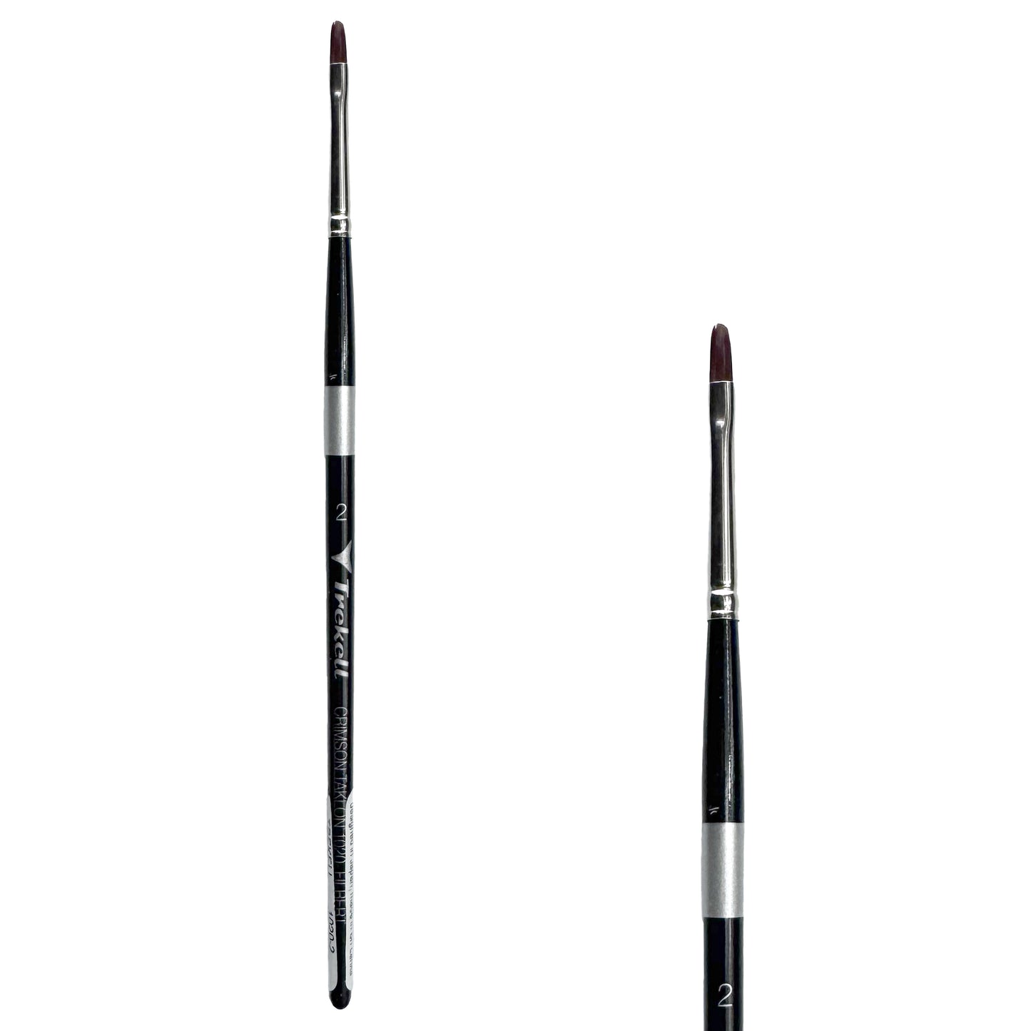 Trekell Crimson Taklon Short Handle Artist Brush, size Size #2 Filbert, ideal for Watercolor, Oil, and Acrylic Painting