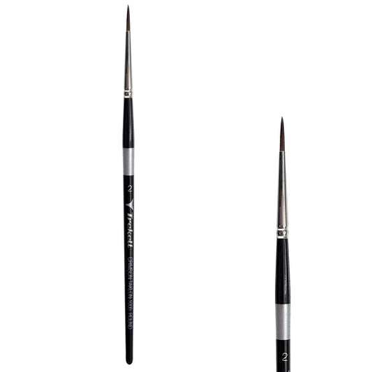 Trekell Crimson Taklon Short Handle Artist Brush, size #2 Round, ideal for Watercolor, Oil, and Acrylic Painting