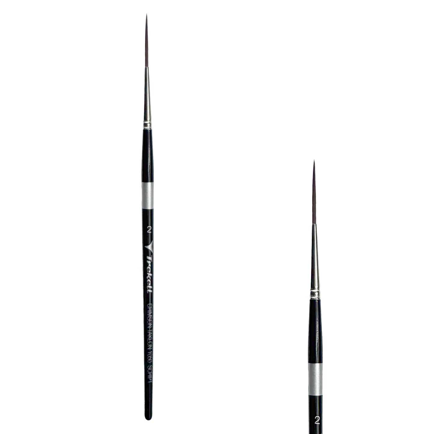 Trekell Crimson Taklon Short Handle Artist Brush, size Size #2 Script/Rigger, ideal for Watercolor, Oil, and Acrylic Painting