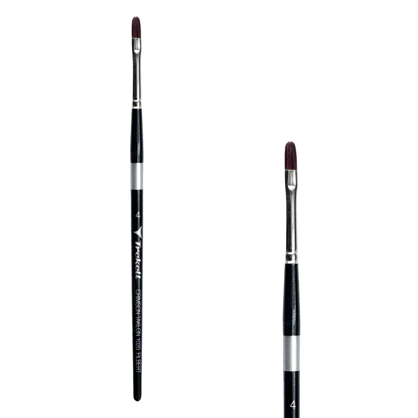Trekell Crimson Taklon Short Handle Artist Brush, size Size #4 Filbert, ideal for Watercolor, Oil, and Acrylic Painting
