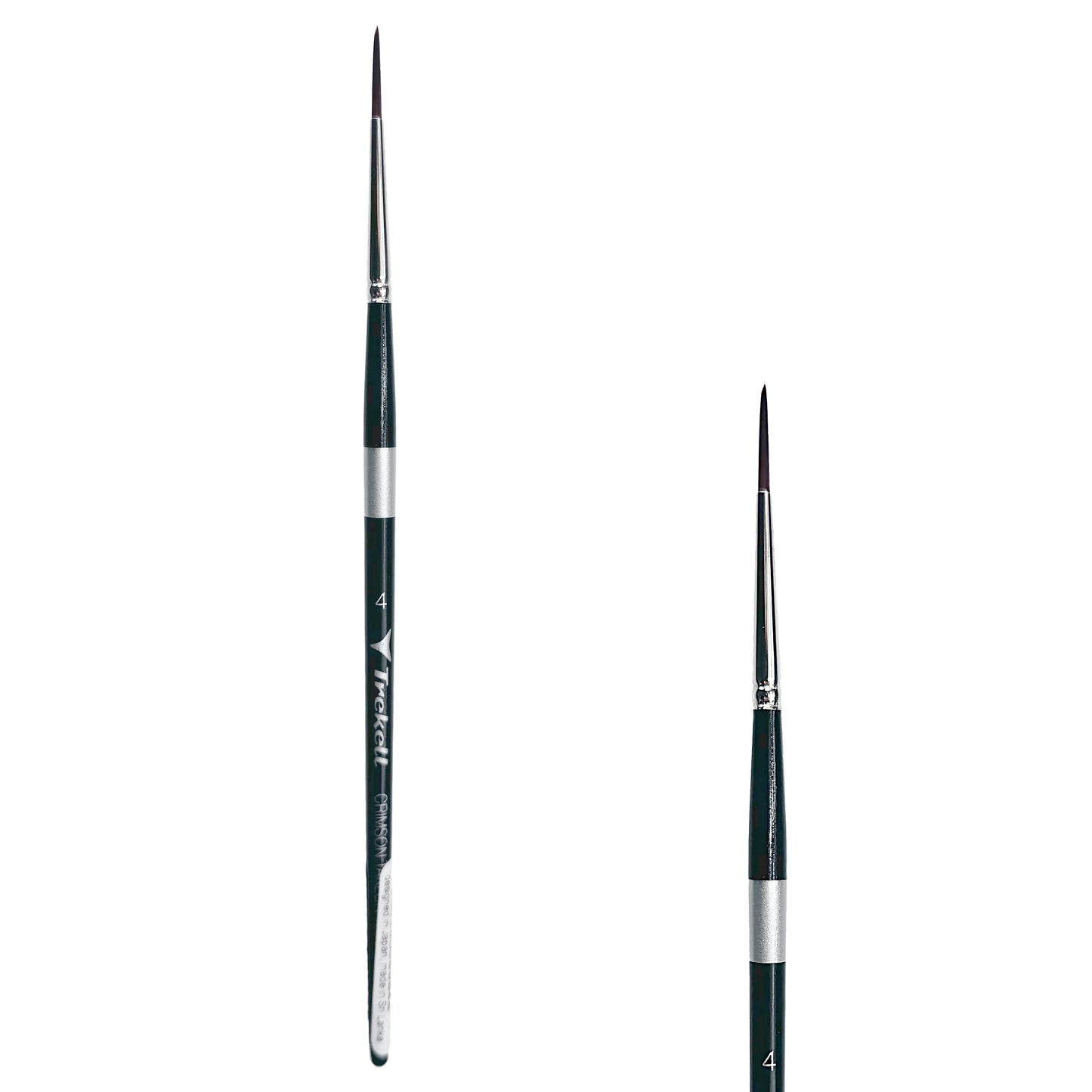 Trekell Crimson Taklon Short Handle Artist Brush, size Size #4 Liner, ideal for Watercolor, Oil, and Acrylic Painting