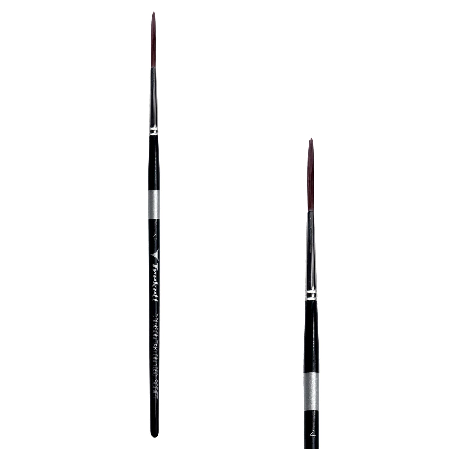 Trekell Crimson Taklon Short Handle Artist Brush, size Size #4 Script/Rigger, ideal for Watercolor, Oil, and Acrylic Painting