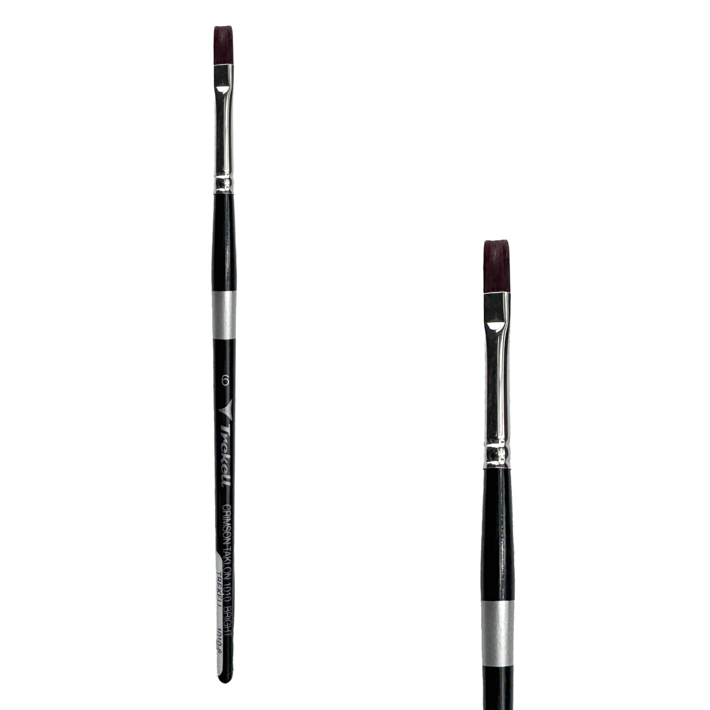 Trekell Crimson Taklon Short Handle Artist Brush, size #6 Bright, ideal for Watercolor, Oil, and Acrylic Painting