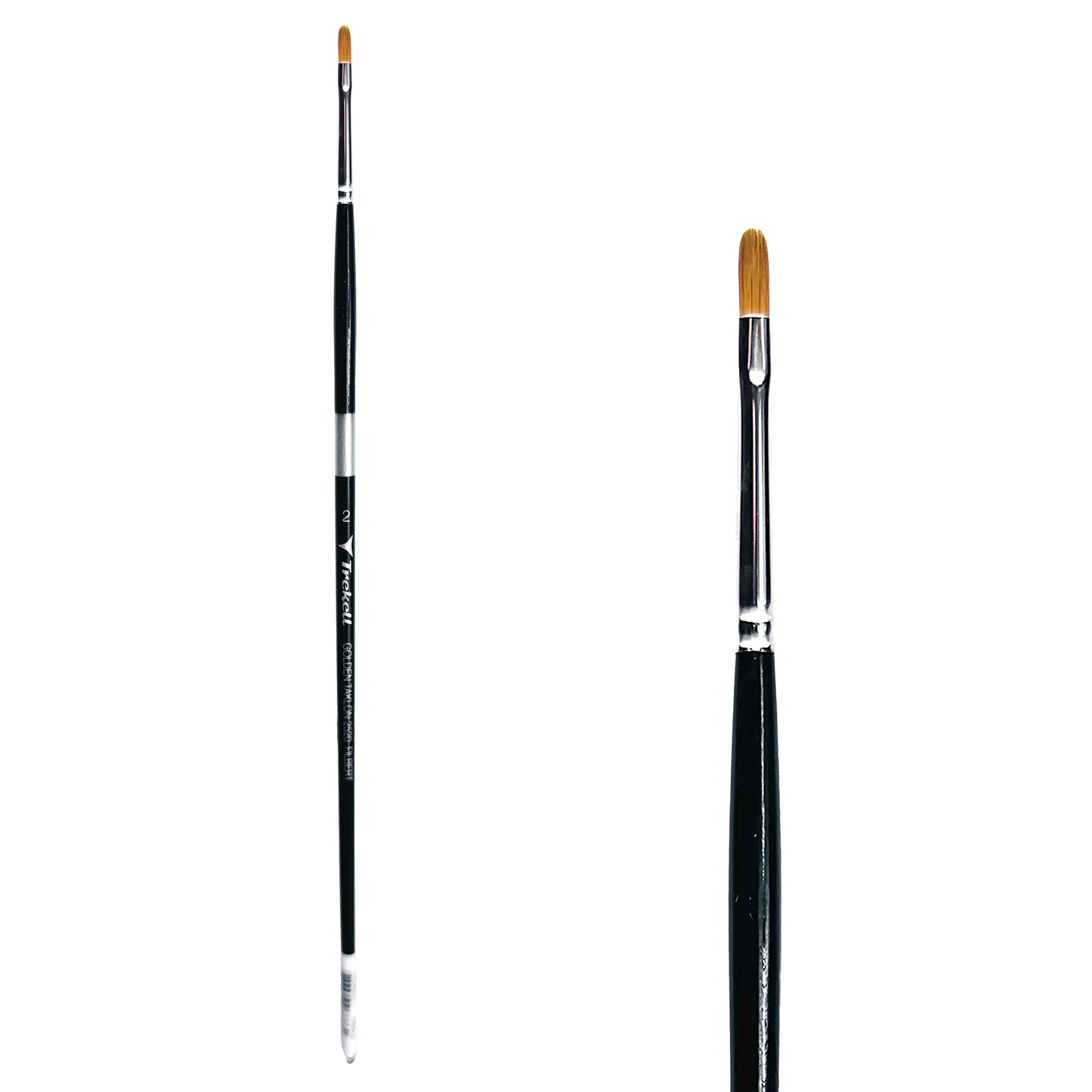 Trekell Golden Taklon #2 Filbert Brush is ideal for Watercolor, Oil, and Acrylic Painting