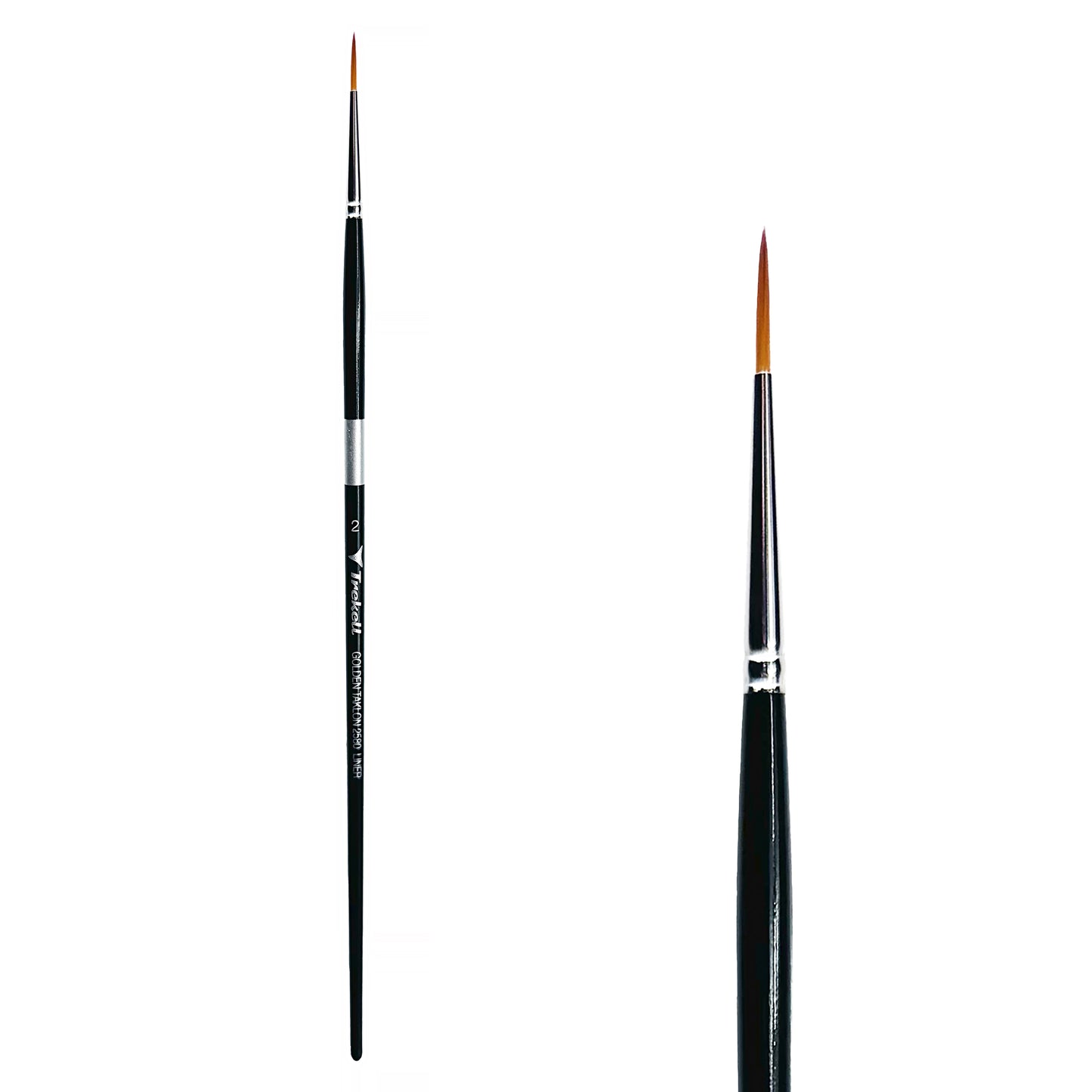 Trekell Golden Taklon #2 Liner Brush is ideal for Watercolor, Oil, and Acrylic Painting