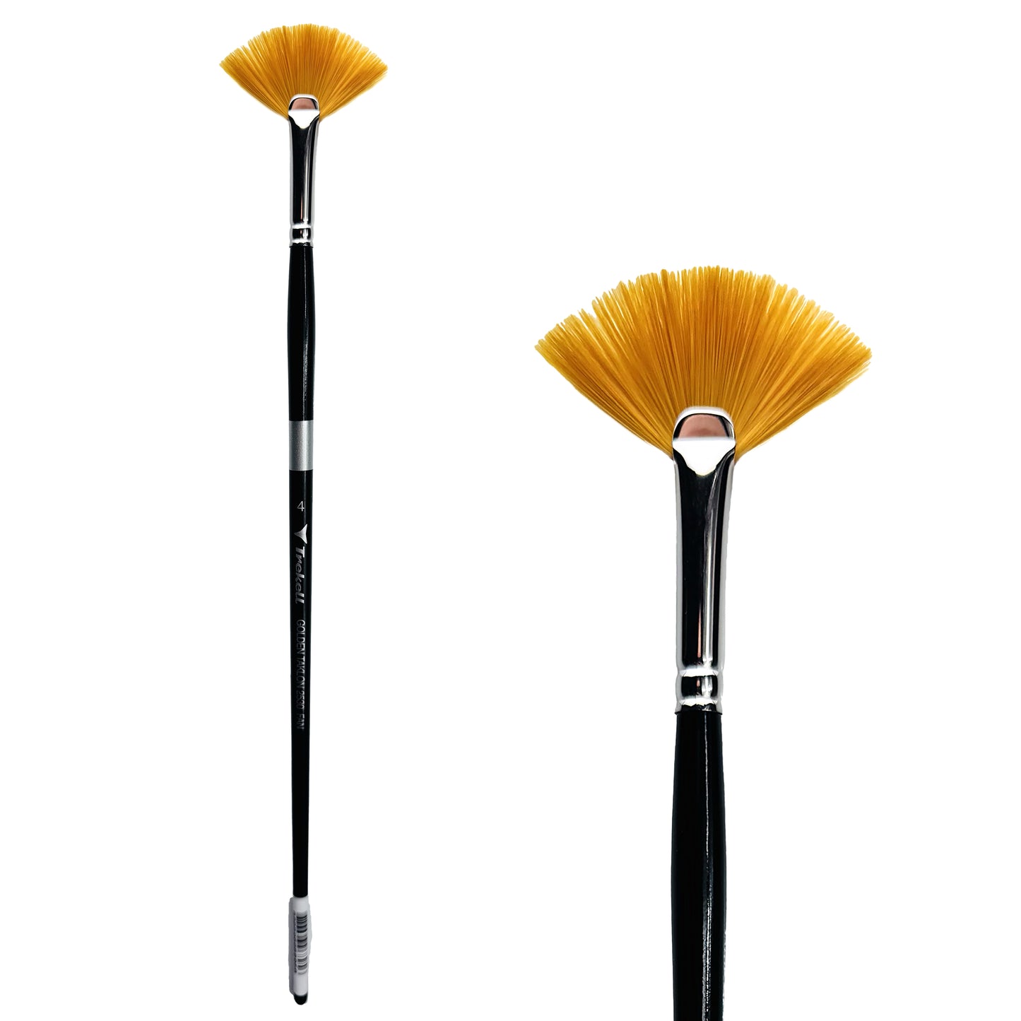 Trekell Golden Taklon #4 Fan Brush is ideal for Watercolor, Oil, and Acrylic Painting